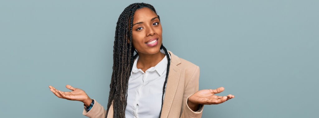 woman shrugging shoulders questioning quality installation